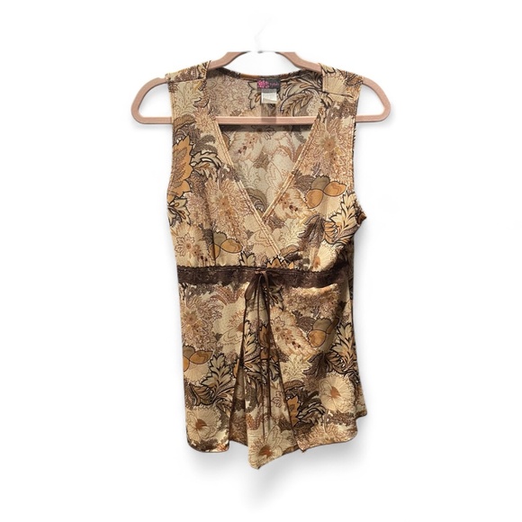 Agenda Tops - Y2K Agenda Empire Waist with Front Tie & Split Center Size M